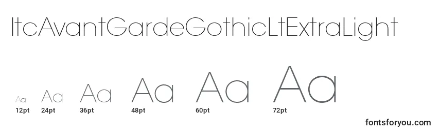 ItcAvantGardeGothicLtExtraLight Font Sizes