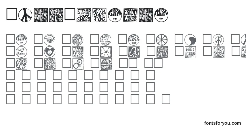 Schriftart Hippystampa – Alphabet, Zahlen, spezielle Symbole