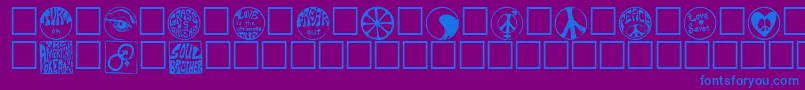 フォントHippystampa – 紫色の背景に青い文字