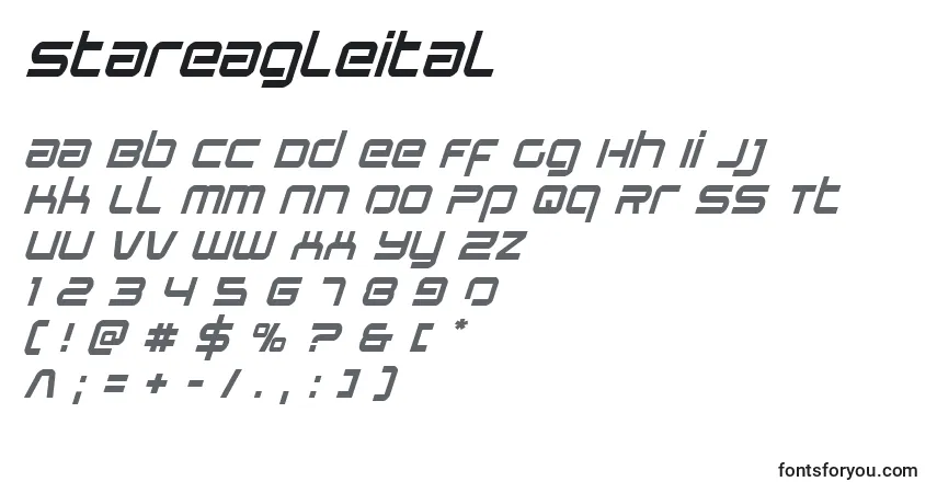 Czcionka Stareagleital – alfabet, cyfry, specjalne znaki