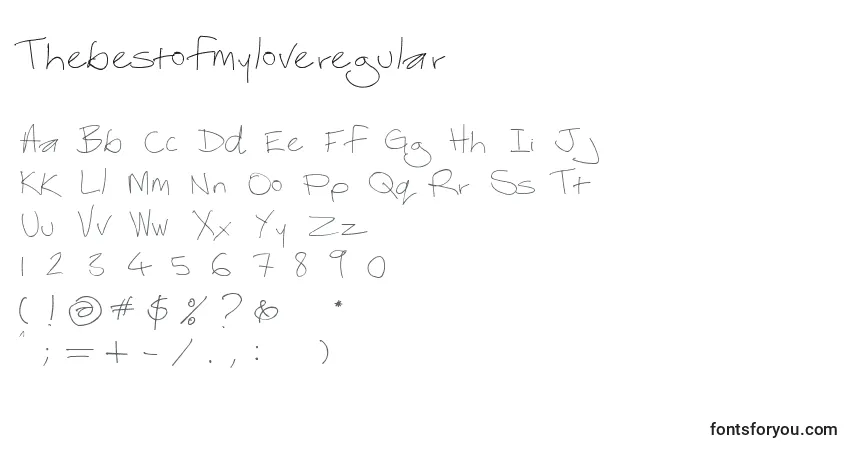 Czcionka Thebestofmyloveregular – alfabet, cyfry, specjalne znaki