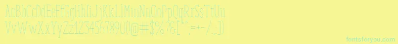 Fonte EnyoSlabLight – fontes verdes em um fundo amarelo