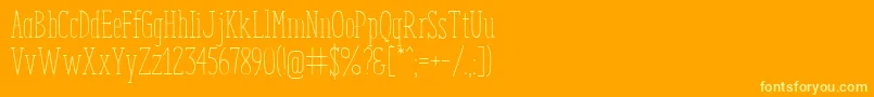 EnyoSlabLight-fontti – keltaiset fontit oranssilla taustalla