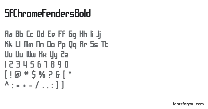 A fonte SfChromeFendersBold – alfabeto, números, caracteres especiais