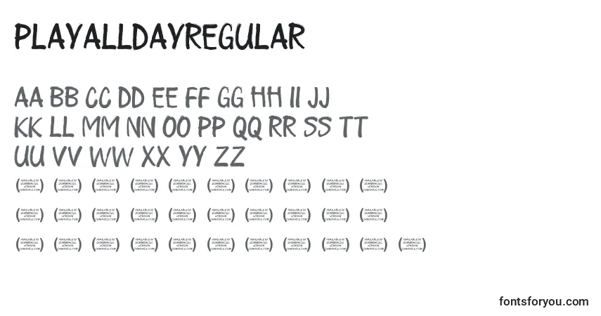 Шрифт PlayalldayRegular – алфавит, цифры, специальные символы