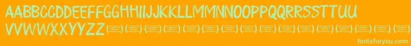 PlayalldayRegular-Schriftart – Grüne Schriften auf orangefarbenem Hintergrund