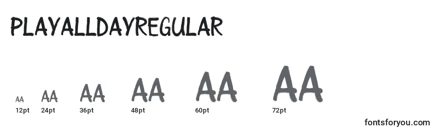 Размеры шрифта PlayalldayRegular