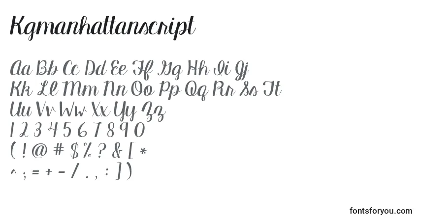 Schriftart Kgmanhattanscript – Alphabet, Zahlen, spezielle Symbole