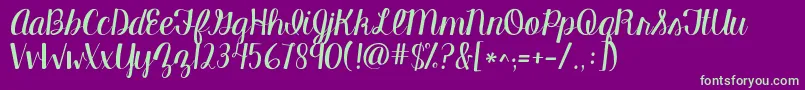 Kgmanhattanscript Font – Green Fonts on Purple Background