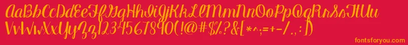 Kgmanhattanscript Font – Orange Fonts on Red Background