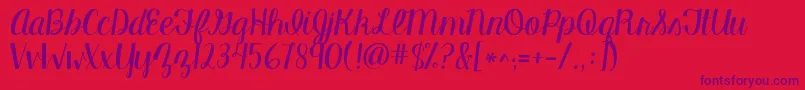 Kgmanhattanscript Font – Purple Fonts on Red Background