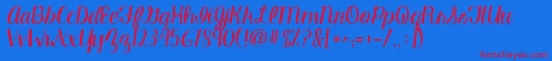 Kgmanhattanscript Font – Red Fonts on Blue Background
