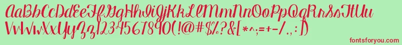 Kgmanhattanscript-fontti – punaiset fontit vihreällä taustalla