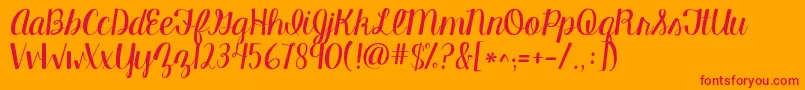 Kgmanhattanscript Font – Red Fonts on Orange Background
