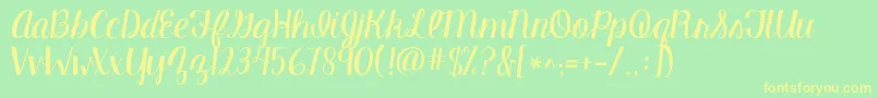 Kgmanhattanscript Font – Yellow Fonts on Green Background