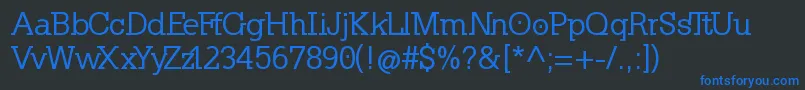 フォントKleinslabserifMedium – 黒い背景に青い文字