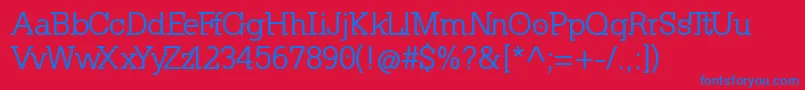 フォントKleinslabserifMedium – 赤い背景に青い文字