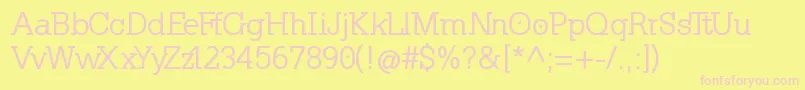 KleinslabserifMedium-fontti – vaaleanpunaiset fontit keltaisella taustalla