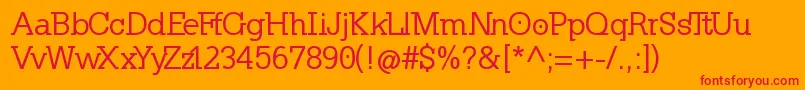 Fonte KleinslabserifMedium – fontes vermelhas em um fundo laranja