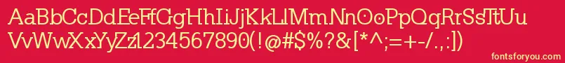 Fonte KleinslabserifMedium – fontes amarelas em um fundo vermelho