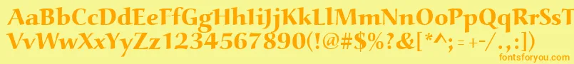 Aucoinextbol-Schriftart – Orangefarbene Schriften auf gelbem Hintergrund