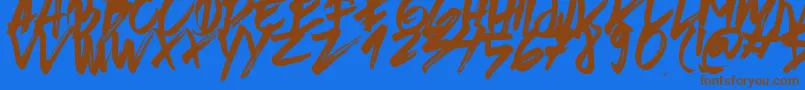 BrushedTraveler Font – Brown Fonts on Blue Background