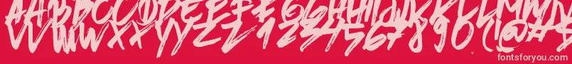 BrushedTraveler Font – Pink Fonts on Red Background