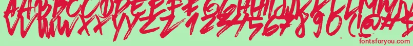 BrushedTraveler Font – Red Fonts on Green Background