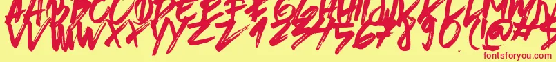 BrushedTraveler Font – Red Fonts on Yellow Background
