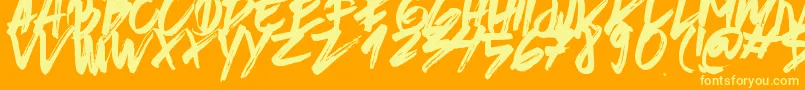BrushedTraveler Font – Yellow Fonts on Orange Background