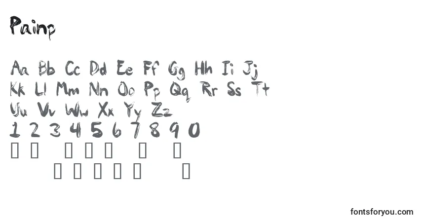 A fonte Painp – alfabeto, números, caracteres especiais