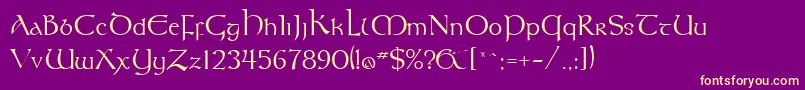 Kells Font – Yellow Fonts on Purple Background