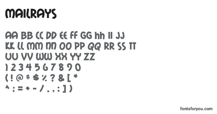 A fonte Mailrays – alfabeto, números, caracteres especiais