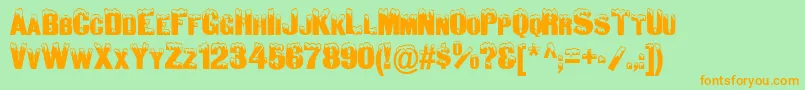 SnowCapsNormal Font – Orange Fonts on Green Background