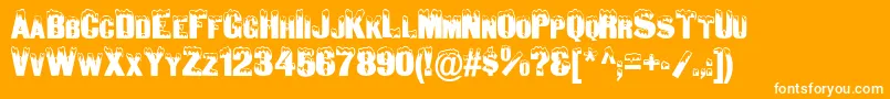 SnowCapsNormal-Schriftart – Weiße Schriften auf orangefarbenem Hintergrund