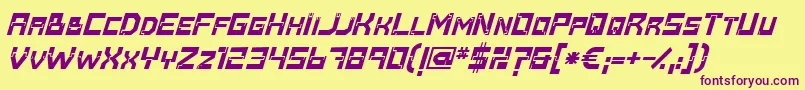 Baumarkt Bolditalic Font – Purple Fonts on Yellow Background