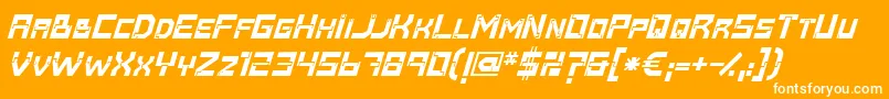 Baumarkt Bolditalic-Schriftart – Weiße Schriften auf orangefarbenem Hintergrund