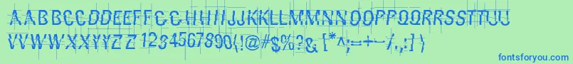 Więcej informacji o czcionce Layertnoise Czcionka Layertnoise – niebieskie czcionki na zielonym tle
