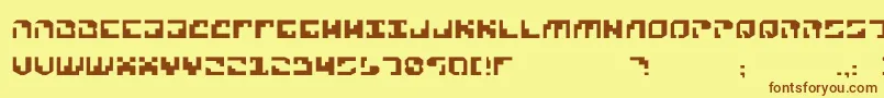 フォントXeno4 – 茶色の文字が黄色の背景にあります。