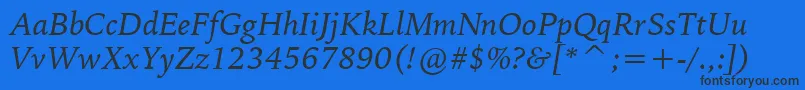 フォントBitstreamIowanOldStyleItalicBt – 黒い文字の青い背景