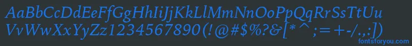 フォントBitstreamIowanOldStyleItalicBt – 黒い背景に青い文字