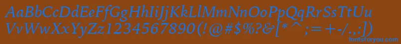 フォントBitstreamIowanOldStyleItalicBt – 茶色の背景に青い文字