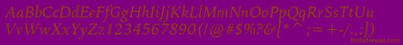 BitstreamIowanOldStyleItalicBt Font – Brown Fonts on Purple Background