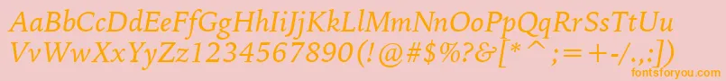 BitstreamIowanOldStyleItalicBt Font – Orange Fonts on Pink Background