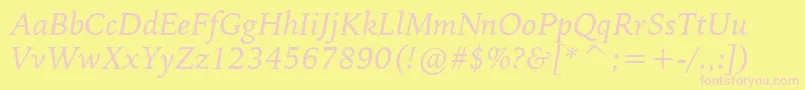 BitstreamIowanOldStyleItalicBt Font – Pink Fonts on Yellow Background