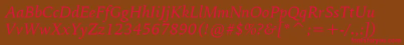 BitstreamIowanOldStyleItalicBt Font – Red Fonts on Brown Background
