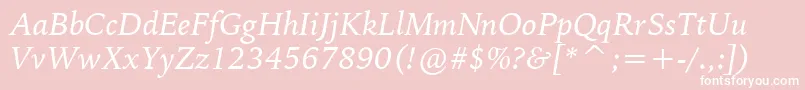 フォントBitstreamIowanOldStyleItalicBt – ピンクの背景に白い文字
