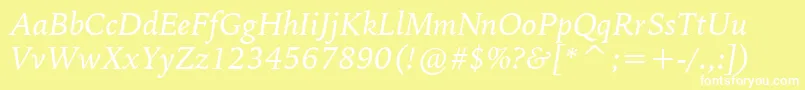 BitstreamIowanOldStyleItalicBt Font – White Fonts on Yellow Background