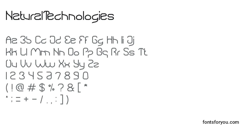 Schriftart NaturalTechnologies – Alphabet, Zahlen, spezielle Symbole