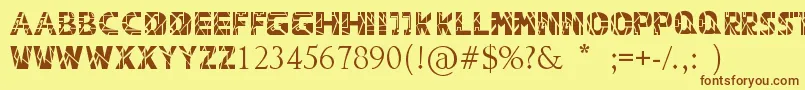 フォントCapitalRevolution – 茶色の文字が黄色の背景にあります。